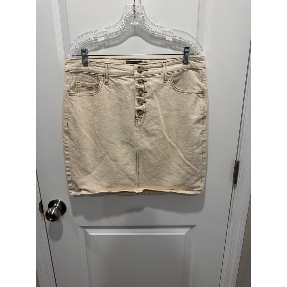 Torrid Women Denim Skirt Button Fly Beige 10